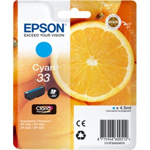 Epson 33 Cyan, Cartucho de tinta original  PARA LA IMPRESORA Epson Expression Premium XP-530 Tinteiros