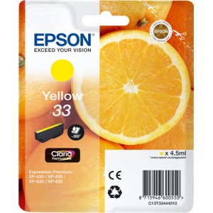 Epson 33 Amarillo, Cartucho de tinta original PARA LA IMPRESORA Epson Expression Premium XP-530 Tinteiros