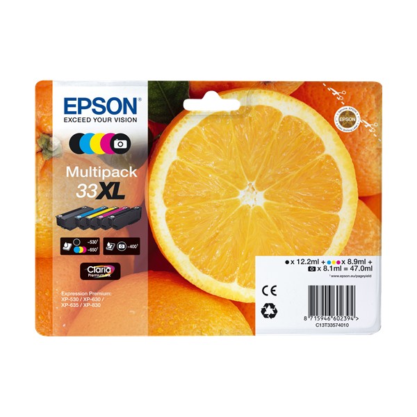Epson 33XL pack colores, tinteiros original Epson 33XL pack colores, tinteiros original