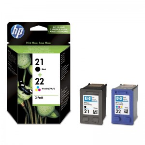 HP 21 NEGRO+ HP 22 TRICOLOR PACK TINTA ORIGINAL  PERTENENCIENTE A LA REFERENCIA HP 22 / 22XL Tinteiros