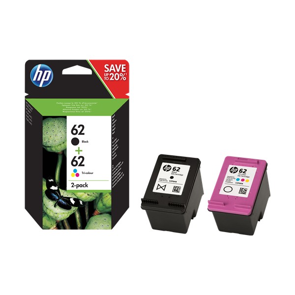 Pack tinteiros HP 62 Preto + Color Original Pack tinteiros HP 62 Preto + Color Original