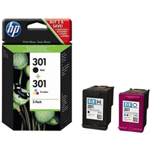 HP 301 NEGRO + 301 TRICOLOR PACK TINTA ORIGINAL PARA LA IMPRESORA HP Deskjet 2542 All-in-One Tinteiros