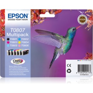 EPSON ORIGINAL T0807 Pack Negro + Colores PARA LA IMPRESORA Epson Stylus photo R 360 Tinteiros