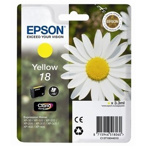 ORIGINAL EPSON 18 AMARILLO, para impresoras Expression Home XP-102, XP-202, XP-205, XP-30, XP-302 PARA LA IMPRESORA Epson Expression Home XP-205 Tinteiros