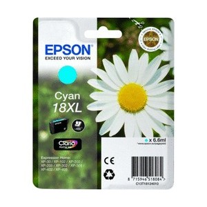 ORIGINAL EPSON 18XL CYAN, para impresoras Expression Home XP-102, XP-202, XP-205, XP-30, XP-302 PERTENENCIENTE A LA REFERENCIA Epson 18 / 18XL Tinteiros