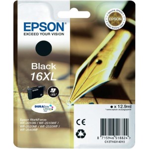 EPSON 16XL NEGRO Original ref. T1631 para impresoras Epson WorkForce WF-2010W, WF-2510, WF-2520NF,  WF-2530WF,  WF-2540WF PARA LA IMPRESORA Epson WorkForce WF-2510 Tinteiros