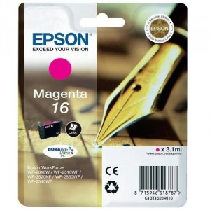 EPSON 16 MAGENTA ORIGINAL ref. T1623 para impresoras Epson WorkForce WF-2010W, WF-2510, WF-2520NF,  WF-2530WF,  WF-2540WF PARA LA IMPRESORA Epson WorkForce WF-2510 Tinteiros