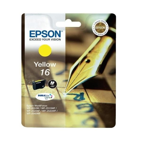 EPSON 16 amarelo ORIGINAL ref. T1624 para impressoras Epson WorkForce WF-2010W, WF-2510, WF-2520NF, WF-2530WF, WF-2540WF EPSON 16 amarelo ORIGINAL ref. T1624 para impressoras Epson WorkForce WF-2010W, WF-2510, WF-2520NF, WF-2530WF, WF-2540WF