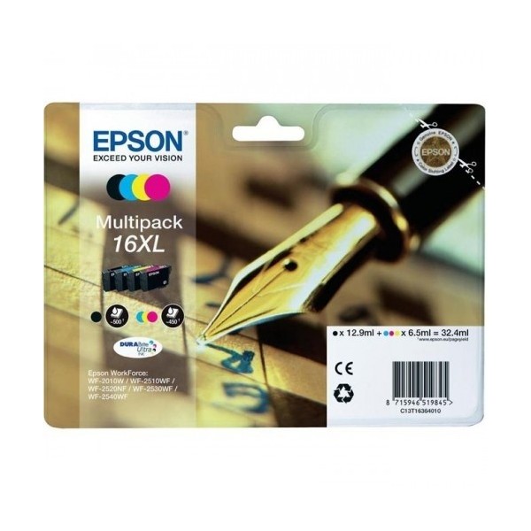 EPSON MULTIPACK Original ref 16XL. T1636 para impressoras Epson WorkForce WF-2010W, WF-2510, WF-2520NF, WF-2530WF, WF-2540WF EPSON MULTIPACK Original ref 16XL. T1636 para impressoras Epson WorkForce WF-2010W, WF-2510, WF-2520NF, WF-2530WF, WF-2540WF
