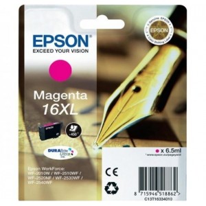 EPSON 16XL MAGENTA ORIGINAL ref. T1633 para impresoras Epson WorkForce WF-2010W, WF-2510, WF-2520NF,  WF-2530WF,  WF-2540WF PARA LA IMPRESORA Epson WorkForce WF-2660DWF Tinteiros