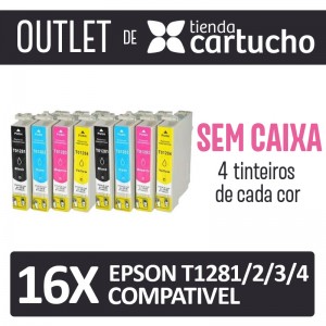 Outlet - Pack 8 Tinteiros Compativels Epson T1281/2/3/4 Sin Caja PARA LA IMPRESORA Epson Stylus S 22 Tinteiros