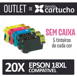 Outlet - Pack 20 Tinteiros Compativels Epson 18xl Sin Caja PERTENENCIENTE A LA REFERENCIA Epson 18 / 18XL Tinteiros