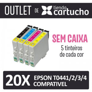 Outlet - Pack 20 Tinteiros Compativels Epson T0441/2/3/4 Sin Caja PERTENENCIENTE A LA REFERENCIA Epson T0441/2/3/4 Tinteiros