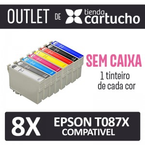 Outlet - Pack 8 Tinteiros Compativels Epson T0870/1/2/3/4/7/8/9 Sin Caja PERTENENCIENTE A LA REFERENCIA Epson T0870/1/2/3/4/7/8/9 Tinteiros