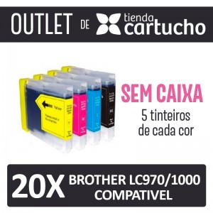 Outlet - Pack 20 Tinteiros Compativels Brother Lc970 Lc 1000 Sin Caja PERTENENCIENTE A LA REFERENCIA Brother LC-1000 Tinteiros