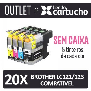 Outlet - Pack 20 Tinteiros Compativels Brother Lc121 Lc123 Sin Caja PERTENENCIENTE A LA REFERENCIA Brother LC-121 Tinteiros