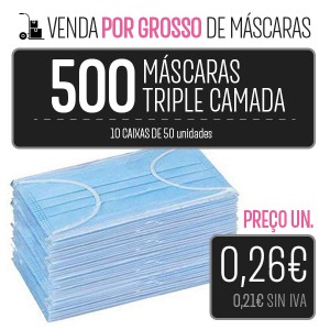 500 MÁSCARAS (10 CAIXAS 50 PCS.) HIGIÉNICAS DESCARTÁVEIS DE 3 CAMADAS PARA LA IMPRESORA Higiene Covid