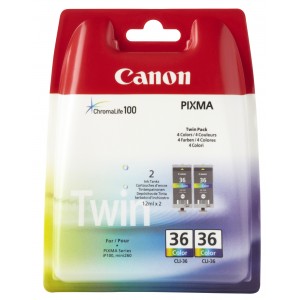 Canon CLI-36 colo PACK 2 cartuchos de tinta original. PARA LA IMPRESORA Canon Pixma IP100 Tinteiros