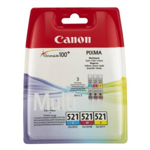 Canon CLI-521 C/M/Y colores PACK 3 cartuchos de tinta original. PARA LA IMPRESORA Canon Pixma MP640 R Tinteiros