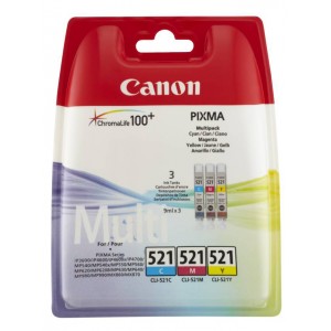 Canon CLI-521 C/M/Y colores PACK 3 cartuchos de tinta original. PARA LA IMPRESORA Canon Pixma IP4600 Tinteiros