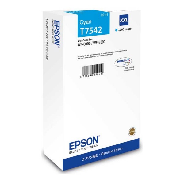 Epson T7542 Ciano Original - Tinta C13t754240 (7.000 Pág.) Epson T7542 Ciano Original - Tinta C13t754240 (7.000 Pág.)