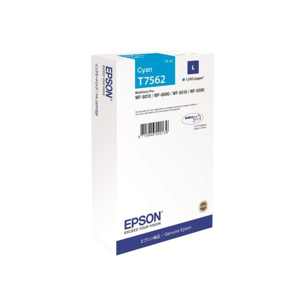 Epson T7562 Ciano Original - Tinta C13t756240 (1.500 Pág.) Epson T7562 Ciano Original - Tinta C13t756240 (1.500 Pág.)