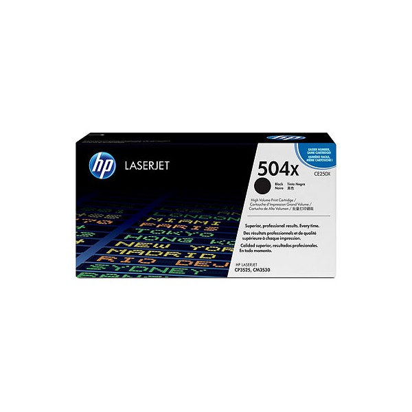 Toner HP 504X - CE250X Preto original de alta capacidad 10500 páginas Toner HP 504X - CE250X Preto original de alta capacidad 10500 páginas