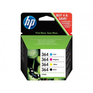 HP 364 Pack colores (4 colores) cartucho de tinta original. PERTENENCIENTE A LA REFERENCIA HP 364 / 364XL Tinteiros